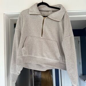 Cozy Grey Fleece Quarter-Zip Pullover